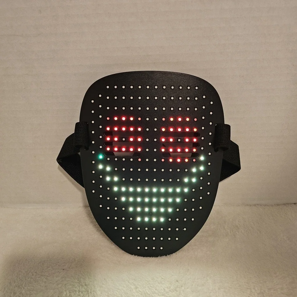LED Face Mask - Adjustable Strap - USB Charge - Halloween Cosplay Multiple Modes